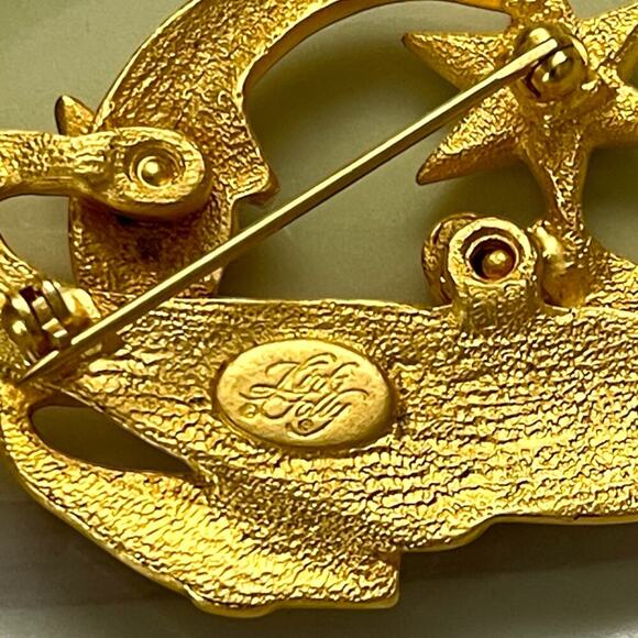 Kirks Folly Mermaid Whale Brooch Pin Star AB Crystals Gold Pin - Picture 3 of 6